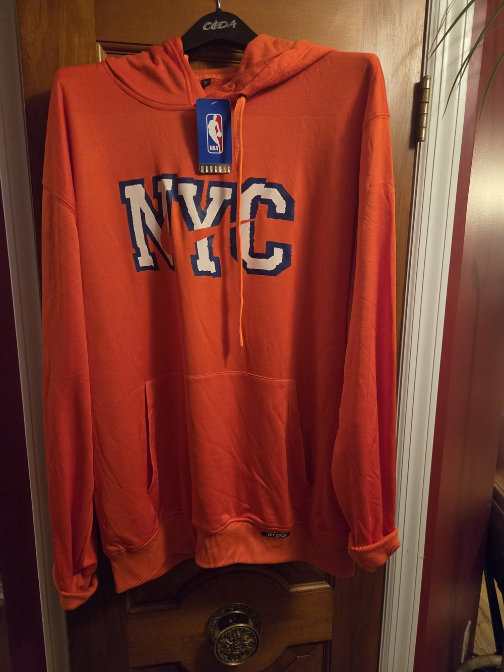 NBA Orange NYC Pullover Hoodie with Navy & White Appliqué
